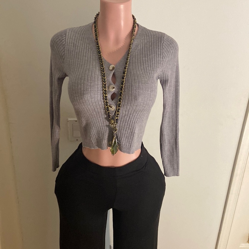 Coco G Shay Ribbed Long Sleeve Crop Top Size XS